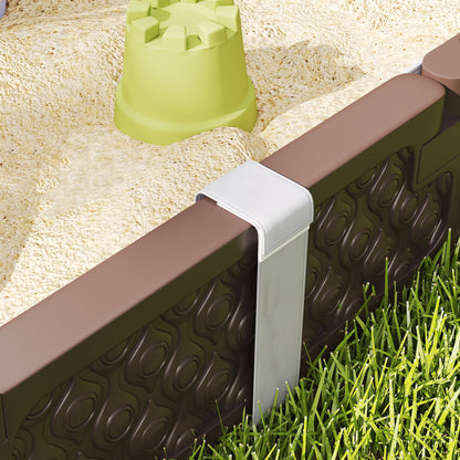 Sandbox for Children 18-60 Months Square Children's Sandbox with Cover and Seats Sandbox for Outdoor 119x119x22 cm Dark Brown