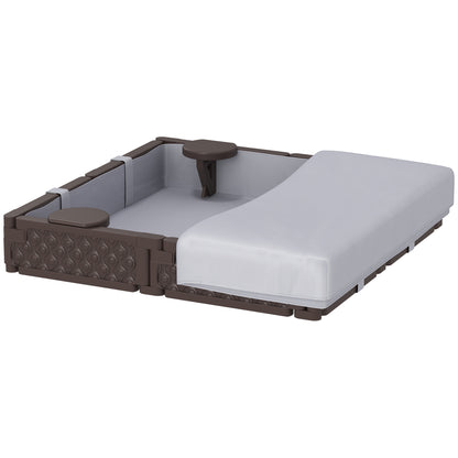 Sandbox for Children 18-60 Months Square Children's Sandbox with Cover and Seats Sandbox for Outdoor 119x119x22 cm Dark Brown