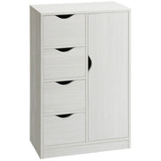 Living Room Sideboard with 4 Drawers, 1 Door, and Interior Shelf Multipurpose Storage Cabinet for Bathroom Bedroom Dining Room 54x29x83 cm White with Wood Grain