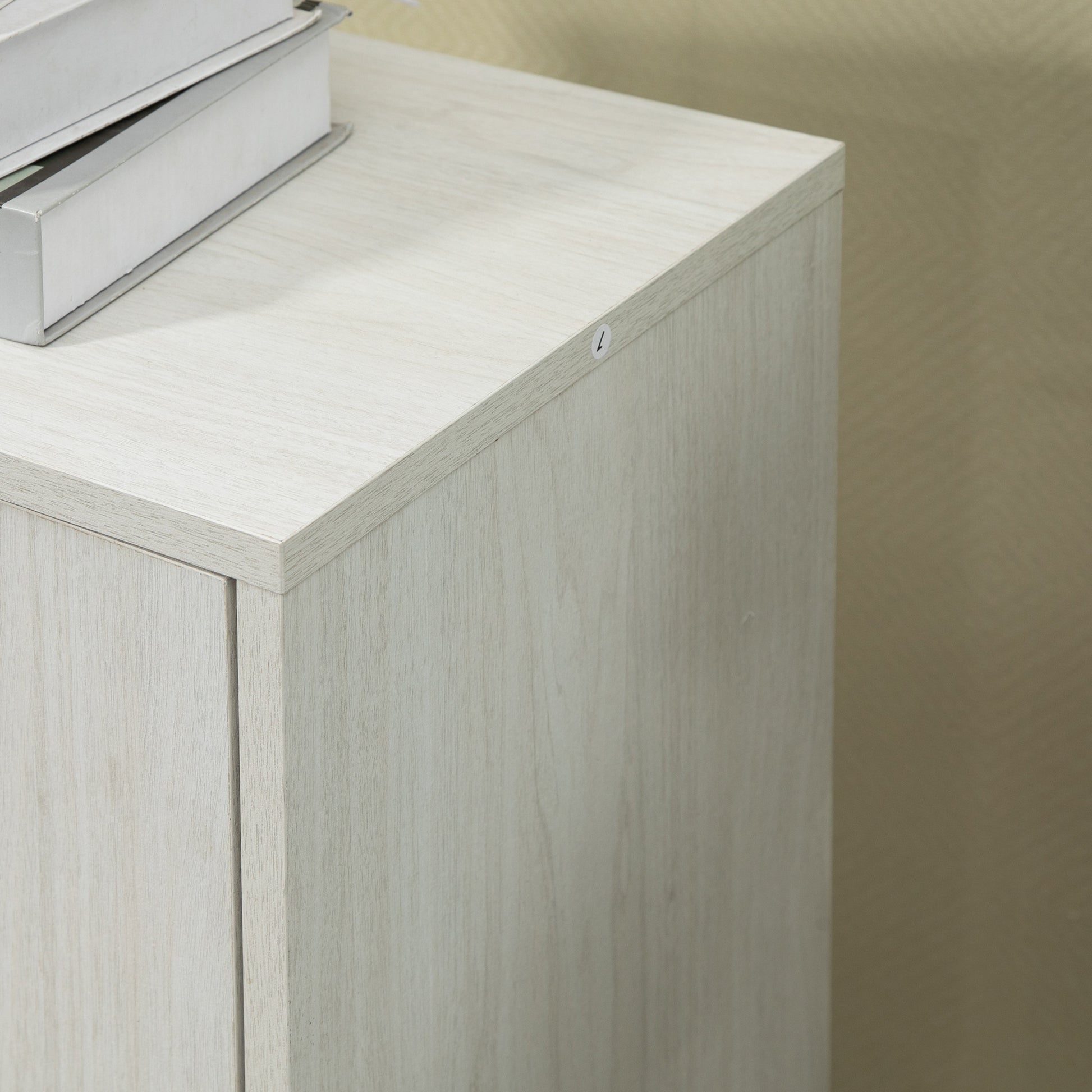 Living Room Sideboard with 4 Drawers, 1 Door, and Interior Shelf Multipurpose Storage Cabinet for Bathroom Bedroom Dining Room 54x29x83 cm White with Wood Grain
