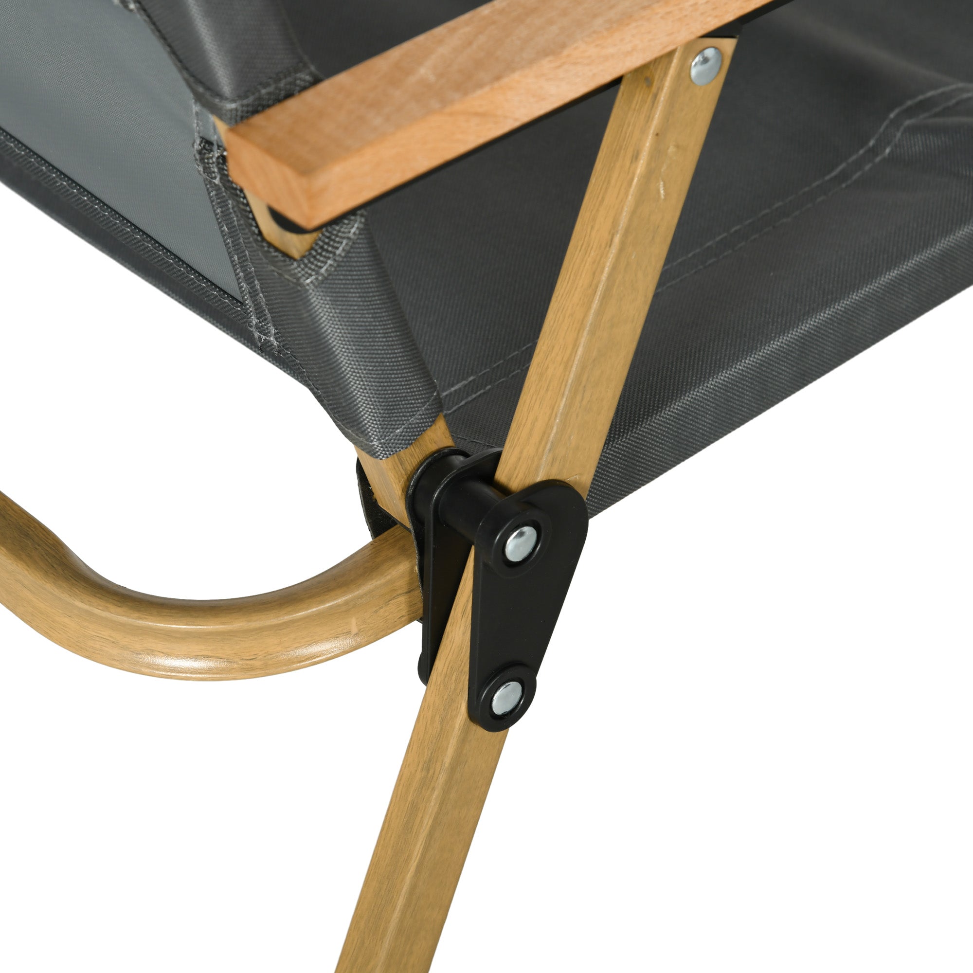 Camping Chair 2-Pack Foldable Garden Chair with Steel Frame, Woodgrain Look, Folding Chair for Pool, Beach, Oxford, Dark Grey