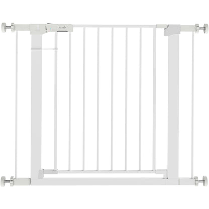 Door Guard Gate, Stair Gate, Pet Gate Without Drilling, 76-97 cm Adjustable Barrier, Auto-Close Baby Safety Gate, for Children and Pets, Steel, White