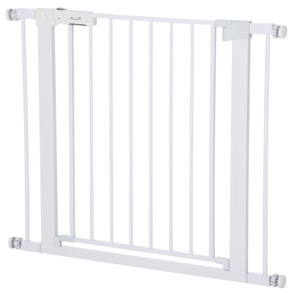 Door Guard Gate, Stair Gate, Pet Gate Without Drilling, 76-97 cm Adjustable Barrier, Auto-Close Baby Safety Gate, for Children and Pets, Steel, White