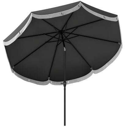 Umbrella Ø269 cm, UV 30+ Octagonal Balcony Umbrella Beach Umbrella Windproof Market Umbrella Crank Umbrella Sun Protection for Beach Balcony Garden, Dark Grey