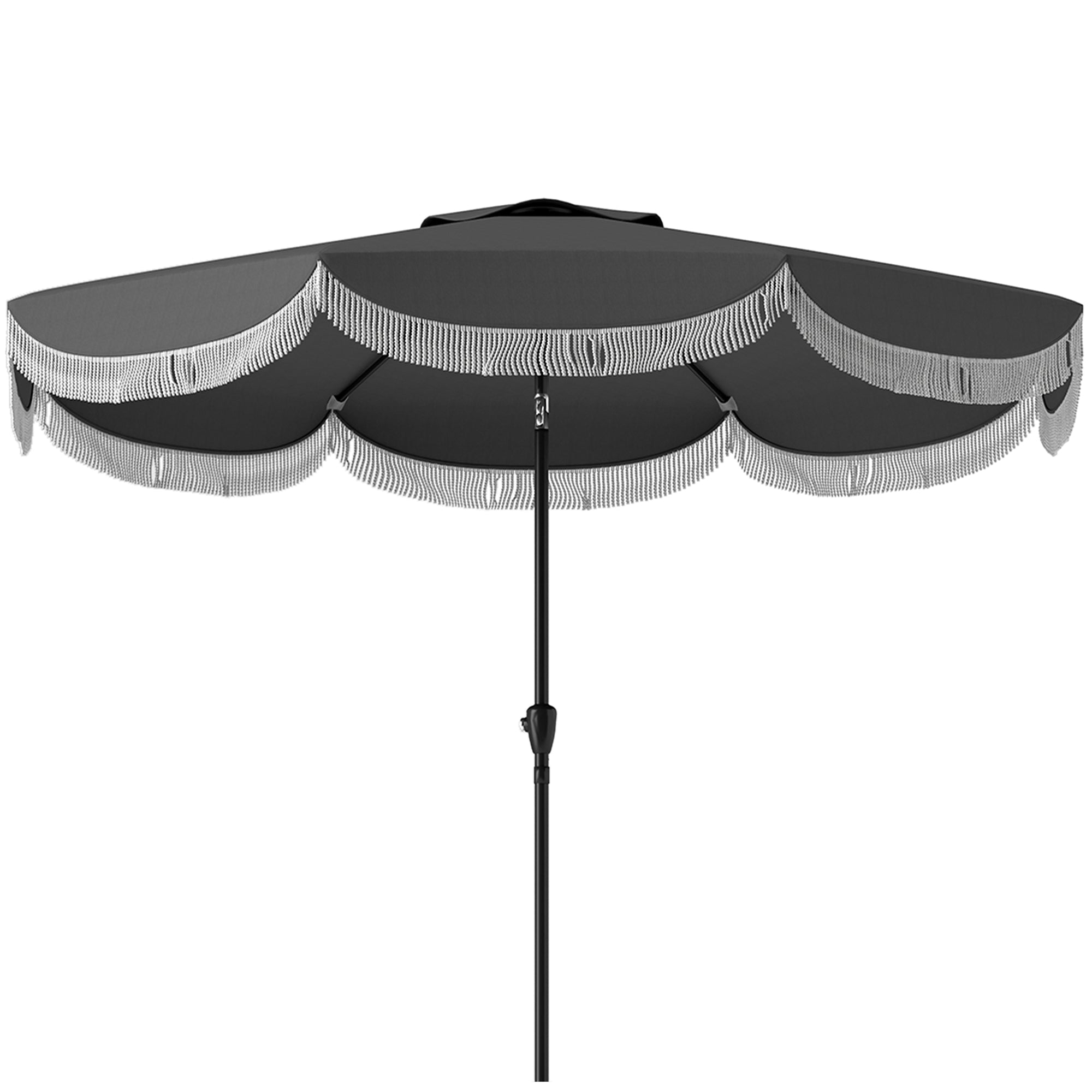 Umbrella Ø269 cm, UV 30+ Octagonal Balcony Umbrella Beach Umbrella Windproof Market Umbrella Crank Umbrella Sun Protection for Beach Balcony Garden, Dark Grey