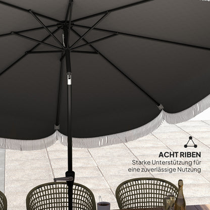 Umbrella Ø269 cm, UV 30+ Octagonal Balcony Umbrella Beach Umbrella Windproof Market Umbrella Crank Umbrella Sun Protection for Beach Balcony Garden, Dark Grey