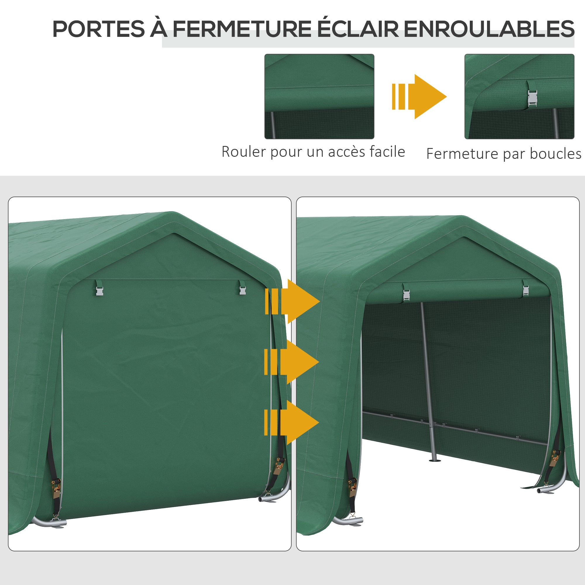 Garage Carport Tent 6 x 3 m Galvanized Steel Sturdy High-Density 180 g/m² PE Waterproof Anti-UV - Green