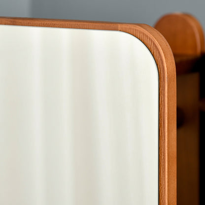 Freestanding Mirror with Wheels - Hanging Rail, 4 Hooks Shelf MDF Walnut Finish