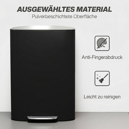 50L (13.2 gal) Kitchen Step Trash Can with Stay-Open Function, Soft-Close Lid, Foot Pedal – Stainless Steel, Black, 17.8 x 14.4 x 24.6 in (45.1 x 36.5 x 62.6 cm)