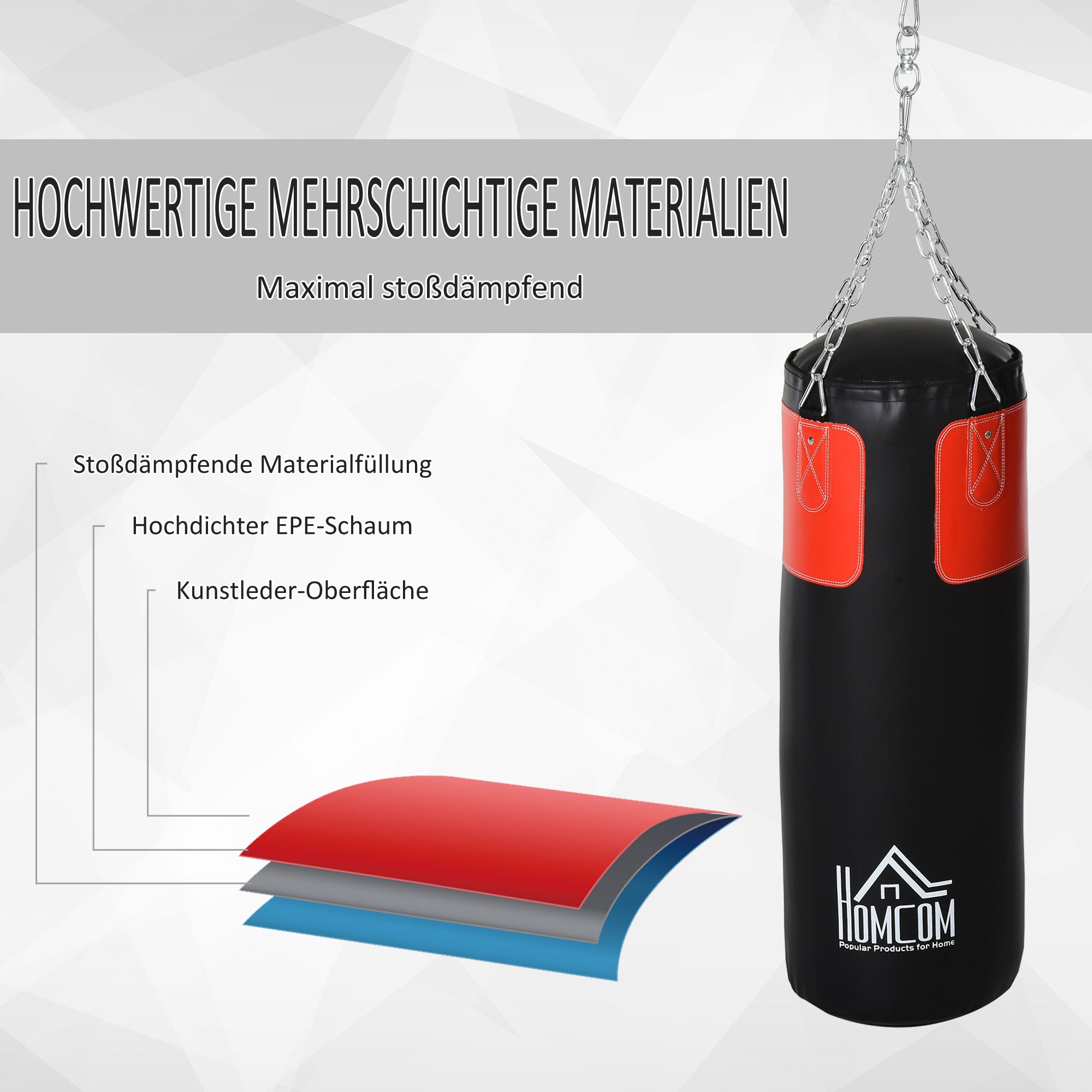 Punch Bag Set Boxing Set with Boxing Gloves Filled Set for Adults Teenagers Hanging Boxing Heavy Bag 16 KG Ø30 x 120 cm Black+Red