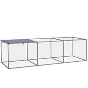 Outdoor Chicken Coop Rabbit Hutch Enclosure 3 m² for Small Animals 3 x 1 x 0.8m Galvanized Steel, 1 Upper Door, Covered Space Tarp