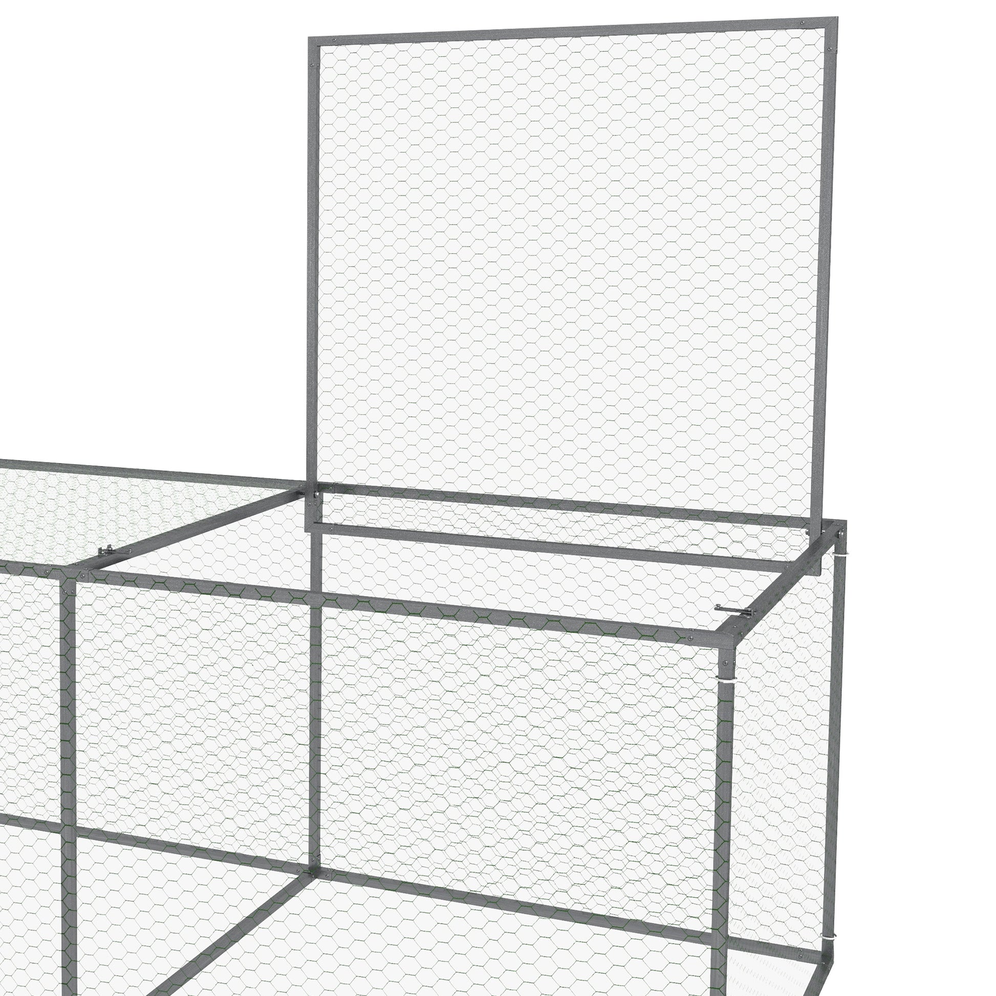 Outdoor Chicken Coop Rabbit Hutch Enclosure 3 m² for Small Animals 3 x 1 x 0.8m Galvanized Steel, 1 Upper Door, Covered Space Tarp