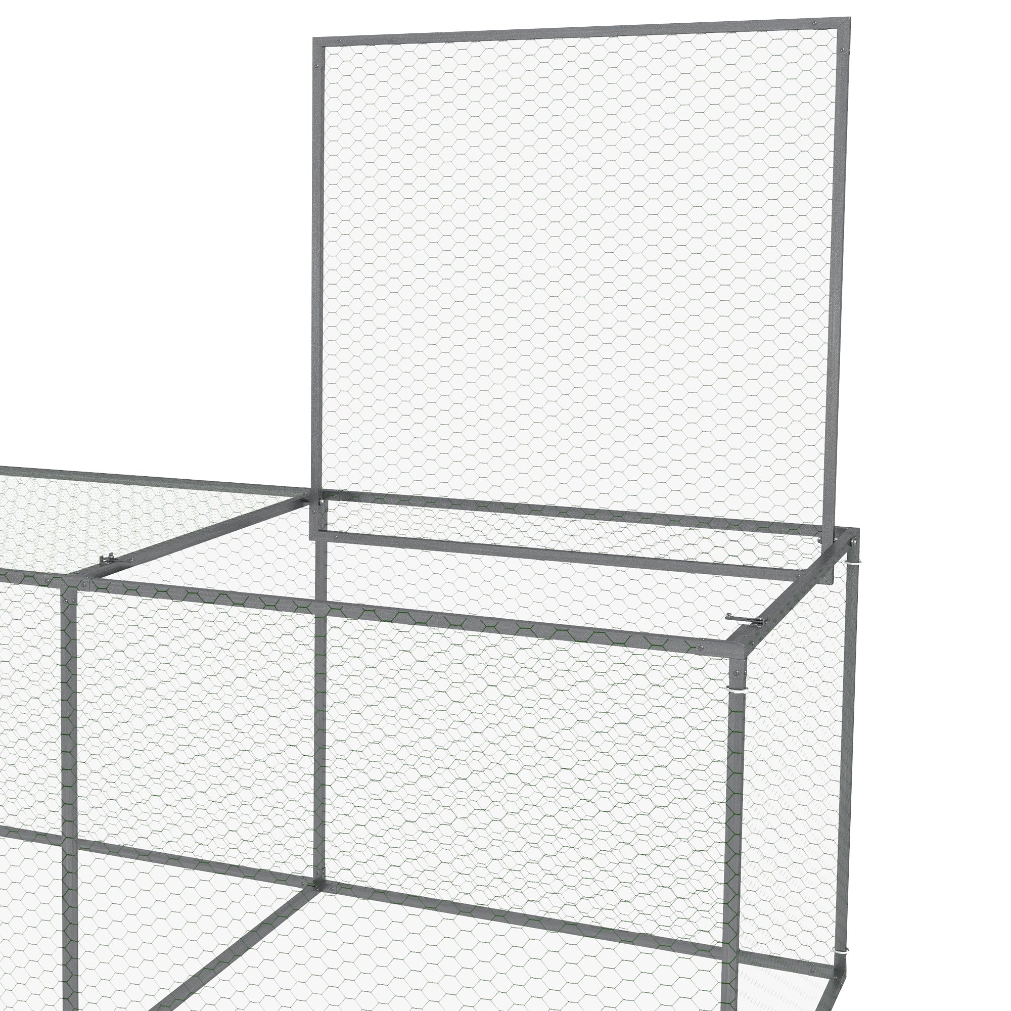 Outdoor Chicken Coop Rabbit Hutch Enclosure 3 m² for Small Animals 3 x 1 x 0.8m Galvanized Steel, 1 Upper Door, Covered Space Tarp