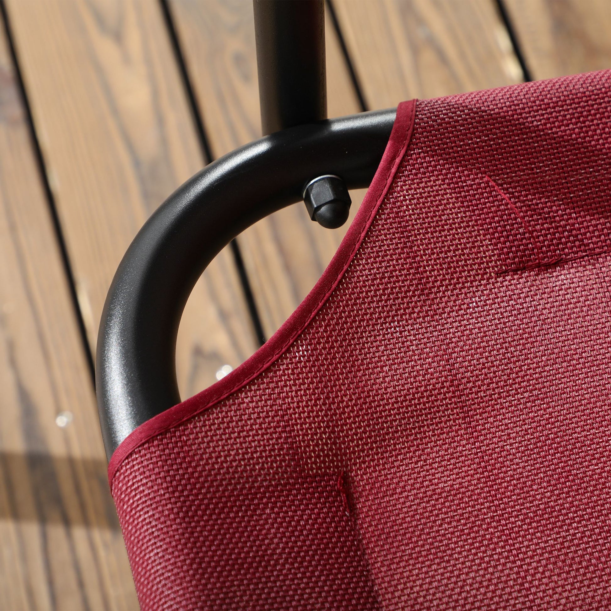 3-Seater Garden Swing with Adjustable Sun Canopy, Breathable Texteline Seat and Metal Frame, Holds Up to 240 kg, 172x110x153 cm, Wine Red