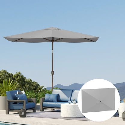 3x2m Umbrella Replacement Canopy Patio Umbrella Replacement Cover with Top Vent UV 50+ Protection Outdoor Parasol Cover Light Gray