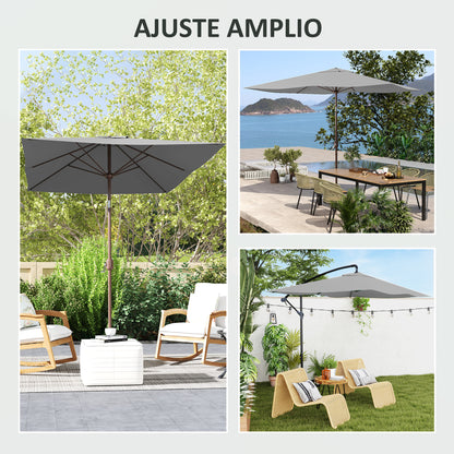 3x2m Umbrella Replacement Canopy Patio Umbrella Replacement Cover with Top Vent UV 50+ Protection Outdoor Parasol Cover Light Gray
