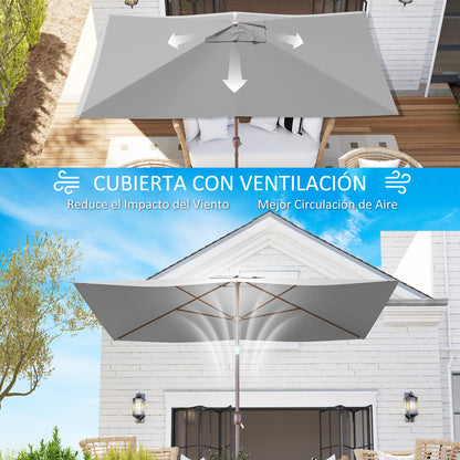 3x2m Umbrella Replacement Canopy Patio Umbrella Replacement Cover with Top Vent UV 50+ Protection Outdoor Parasol Cover Light Gray