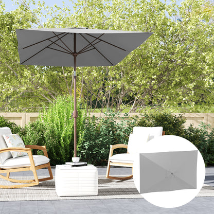 3x2m Umbrella Replacement Canopy Patio Umbrella Replacement Cover with Top Vent UV 50+ Protection Outdoor Parasol Cover Light Gray