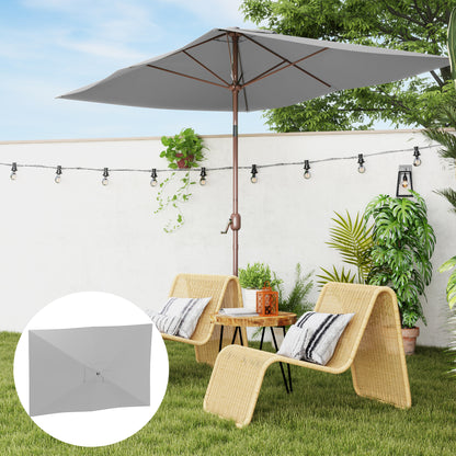 3x2m Umbrella Replacement Canopy Patio Umbrella Replacement Cover with Top Vent UV 50+ Protection Outdoor Parasol Cover Light Gray