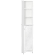 Tall Bathroom Cabinet with 1 Door 3 Open Shelves and Adjustable Interior Shelf Storage Unit for Living Room Bathroom Bedroom 34x20x165 cm White