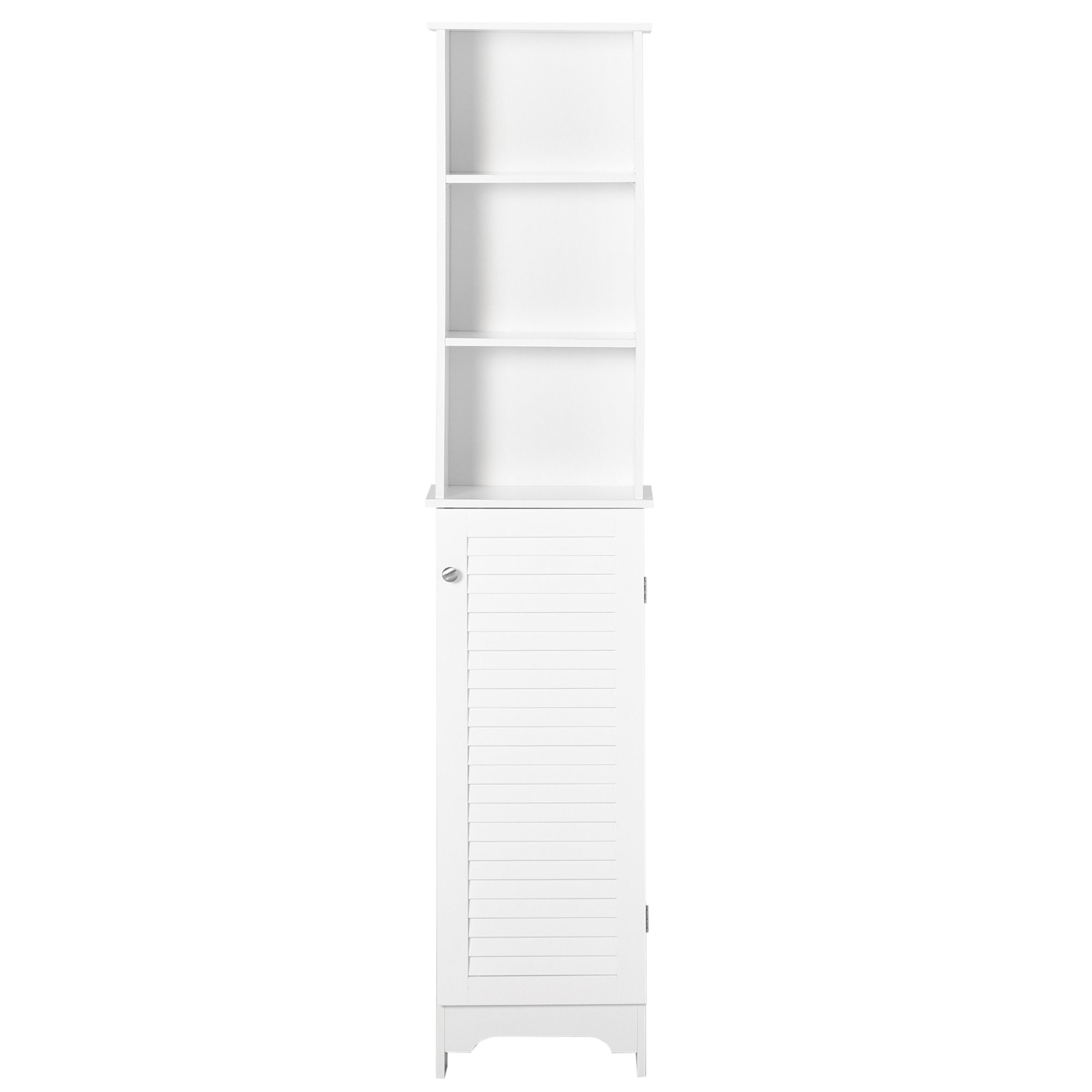 Tall Bathroom Cabinet with 1 Door 3 Open Shelves and Adjustable Interior Shelf Storage Unit for Living Room Bathroom Bedroom 34x20x165 cm White