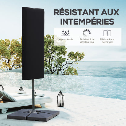 Waterproof Cover for Upright Umbrella with Zipper and Drawstring Black Oxford Polyester