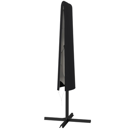 Waterproof Cover for Upright Umbrella with Zipper and Drawstring Black Oxford Polyester