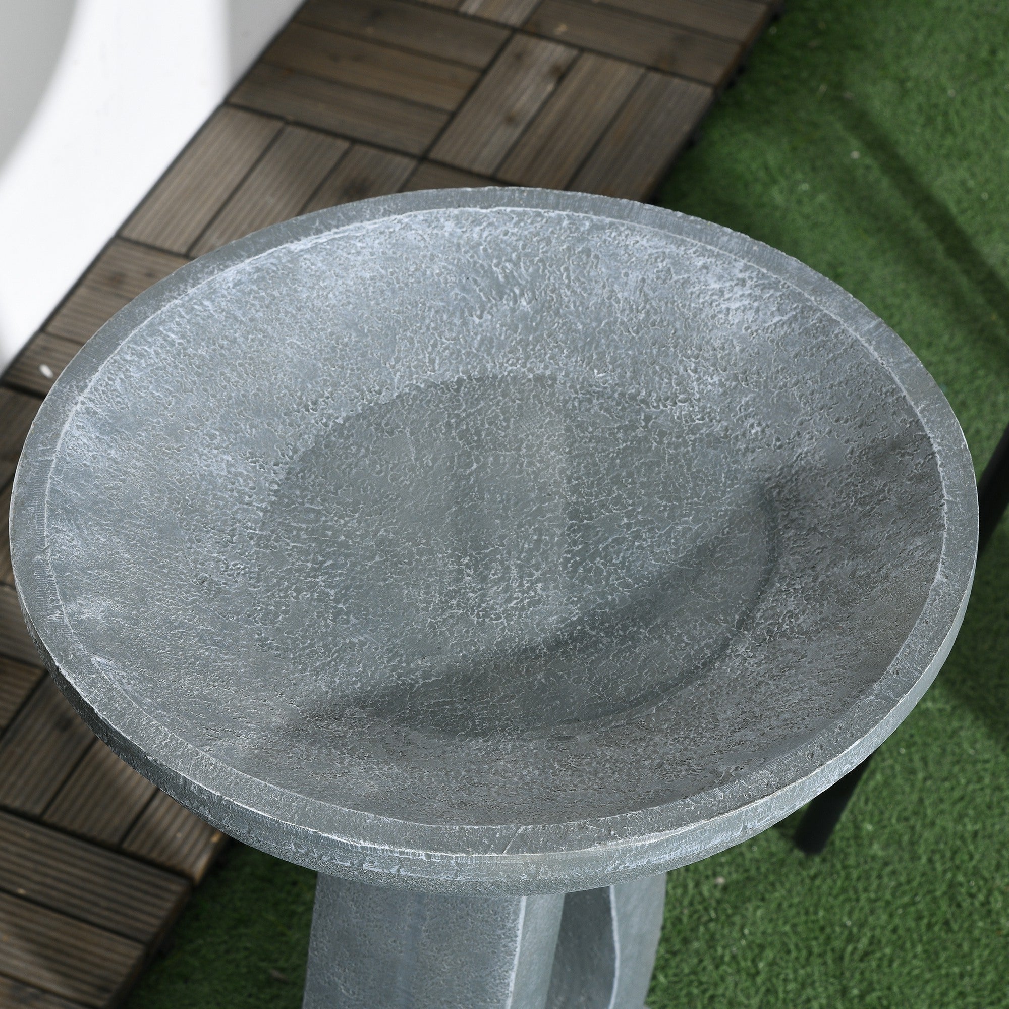 Bird Bath, 51 cm Height Bird Bath, Bird Basin with Stand, Bird Feeder with Stone Look, Wild Bird Bath for Garden, Balcony, Gray