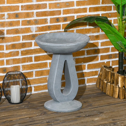Bird Bath, 51 cm Height Bird Bath, Bird Basin with Stand, Bird Feeder with Stone Look, Wild Bird Bath for Garden, Balcony, Gray
