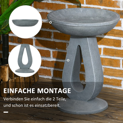Bird Bath, 51 cm Height Bird Bath, Bird Basin with Stand, Bird Feeder with Stone Look, Wild Bird Bath for Garden, Balcony, Gray