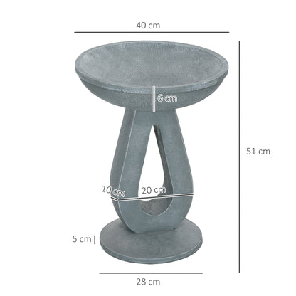 Bird Bath, 51 cm Height Bird Bath, Bird Basin with Stand, Bird Feeder with Stone Look, Wild Bird Bath for Garden, Balcony, Gray