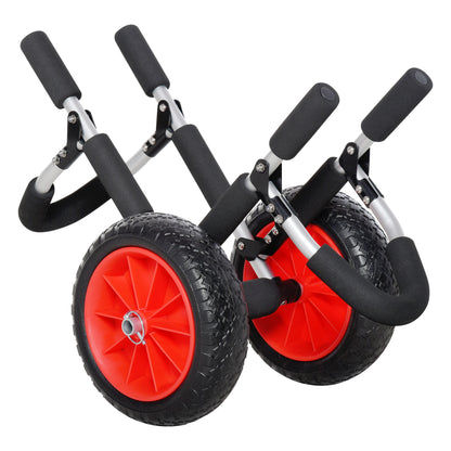 Foldable Surf Cart up to 45 kg Aluminum Transport Trolley Kayak Cart Foldable Padded Faux Leather Tires Boat Cart Surf Cart Boat Trailer Trolley for Surfboard Board Inflatable Boat