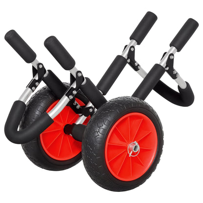 Foldable Surf Cart up to 45 kg Aluminum Transport Trolley Kayak Cart Foldable Padded Faux Leather Tires Boat Cart Surf Cart Boat Trailer Trolley for Surfboard Board Inflatable Boat