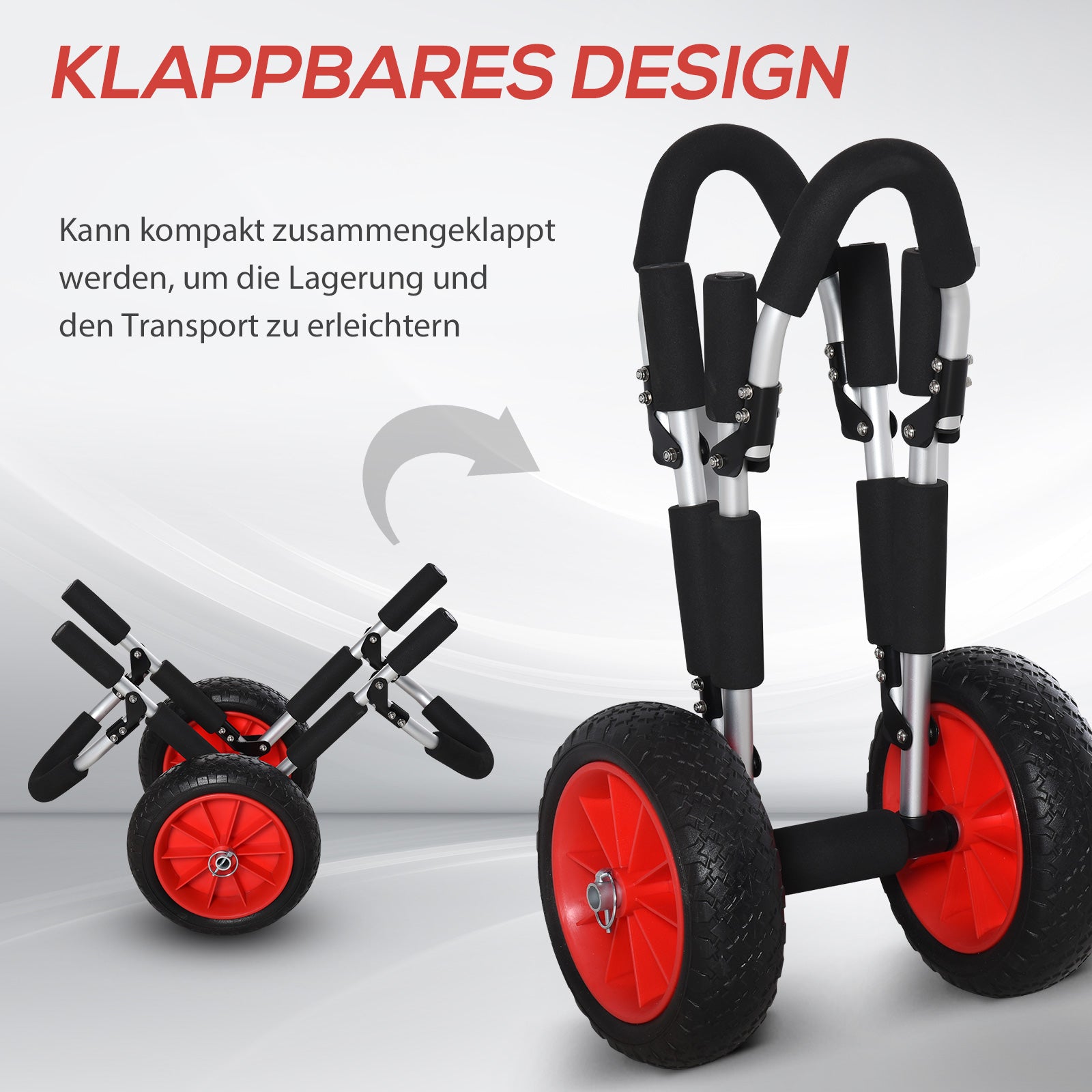 Foldable Surf Cart up to 45 kg Aluminum Transport Trolley Kayak Cart Foldable Padded Faux Leather Tires Boat Cart Surf Cart Boat Trailer Trolley for Surfboard Board Inflatable Boat