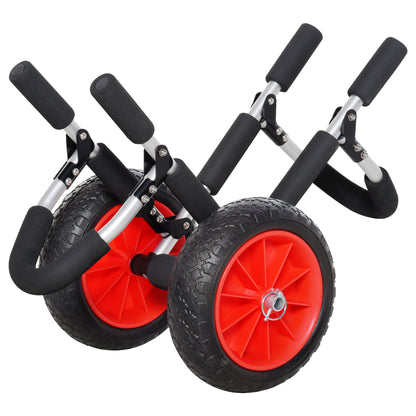 Foldable Surf Cart up to 45 kg Aluminum Transport Trolley Kayak Cart Foldable Padded Faux Leather Tires Boat Cart Surf Cart Boat Trailer Trolley for Surfboard Board Inflatable Boat