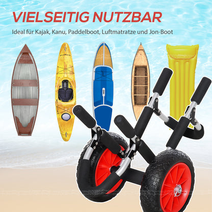 Foldable Surf Cart up to 45 kg Aluminum Transport Trolley Kayak Cart Foldable Padded Faux Leather Tires Boat Cart Surf Cart Boat Trailer Trolley for Surfboard Board Inflatable Boat
