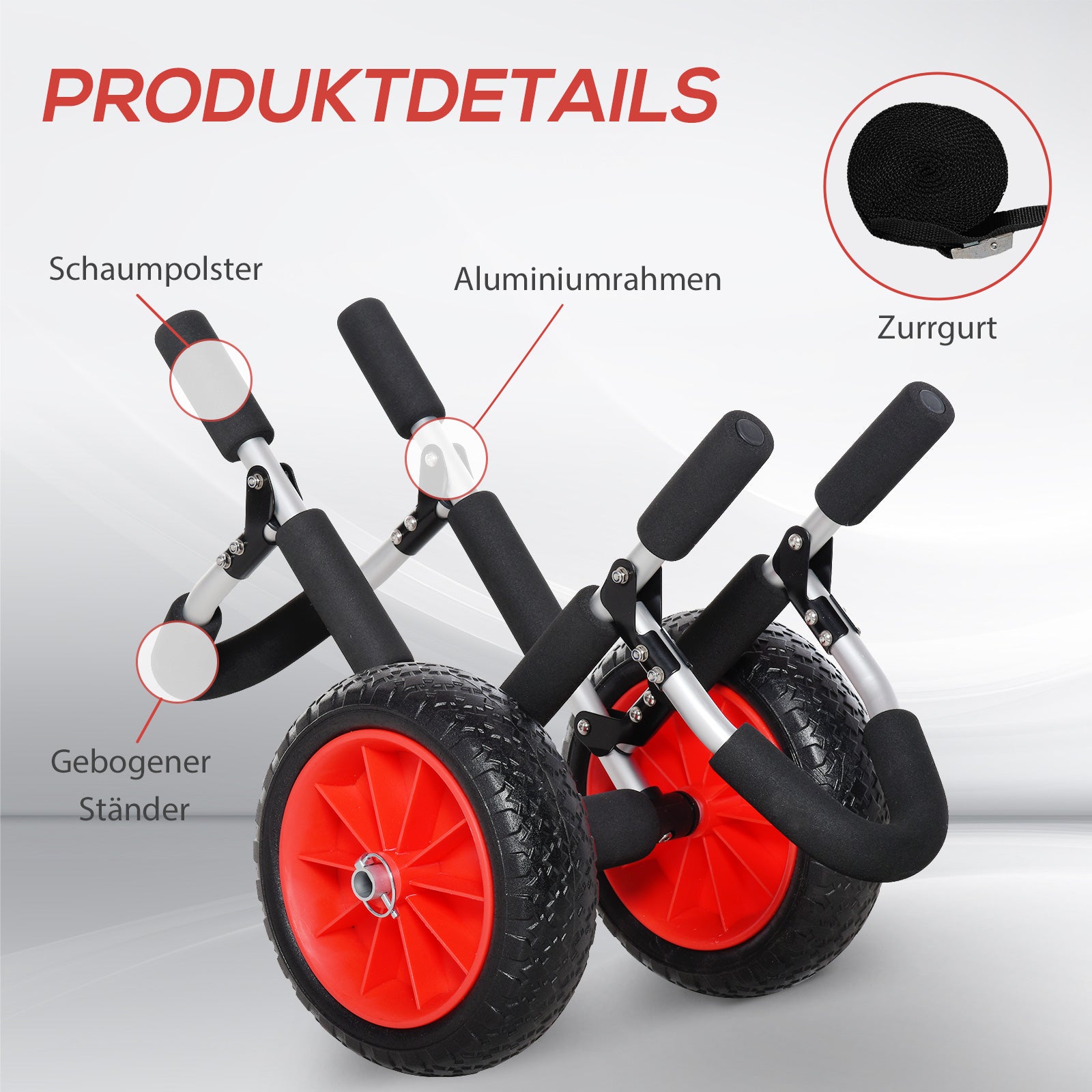 Foldable Surf Cart up to 45 kg Aluminum Transport Trolley Kayak Cart Foldable Padded Faux Leather Tires Boat Cart Surf Cart Boat Trailer Trolley for Surfboard Board Inflatable Boat
