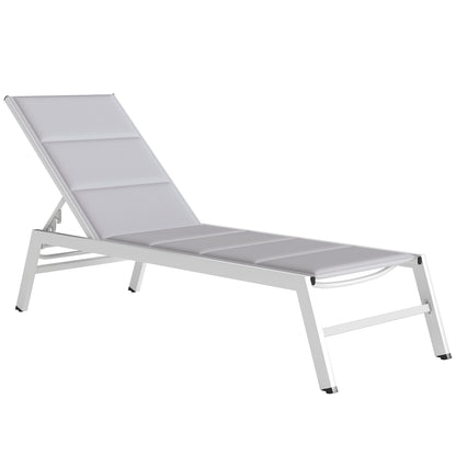 Lightweight Aluminum Sun Lounger — 6-Position Adjustable Back, 560 g/m² Textilene with Integrated Padding, Rust-Resistant Patio/Pool Chaise (25.2 x 71.3 x 35.4 in), Light Gray