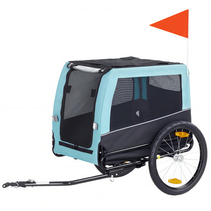 Dog Bike Trailer, Foldable Dog Trailer with Reflective Safety Strips and Internal Leash, for Medium Dogs up to 44 lb — Light Blue