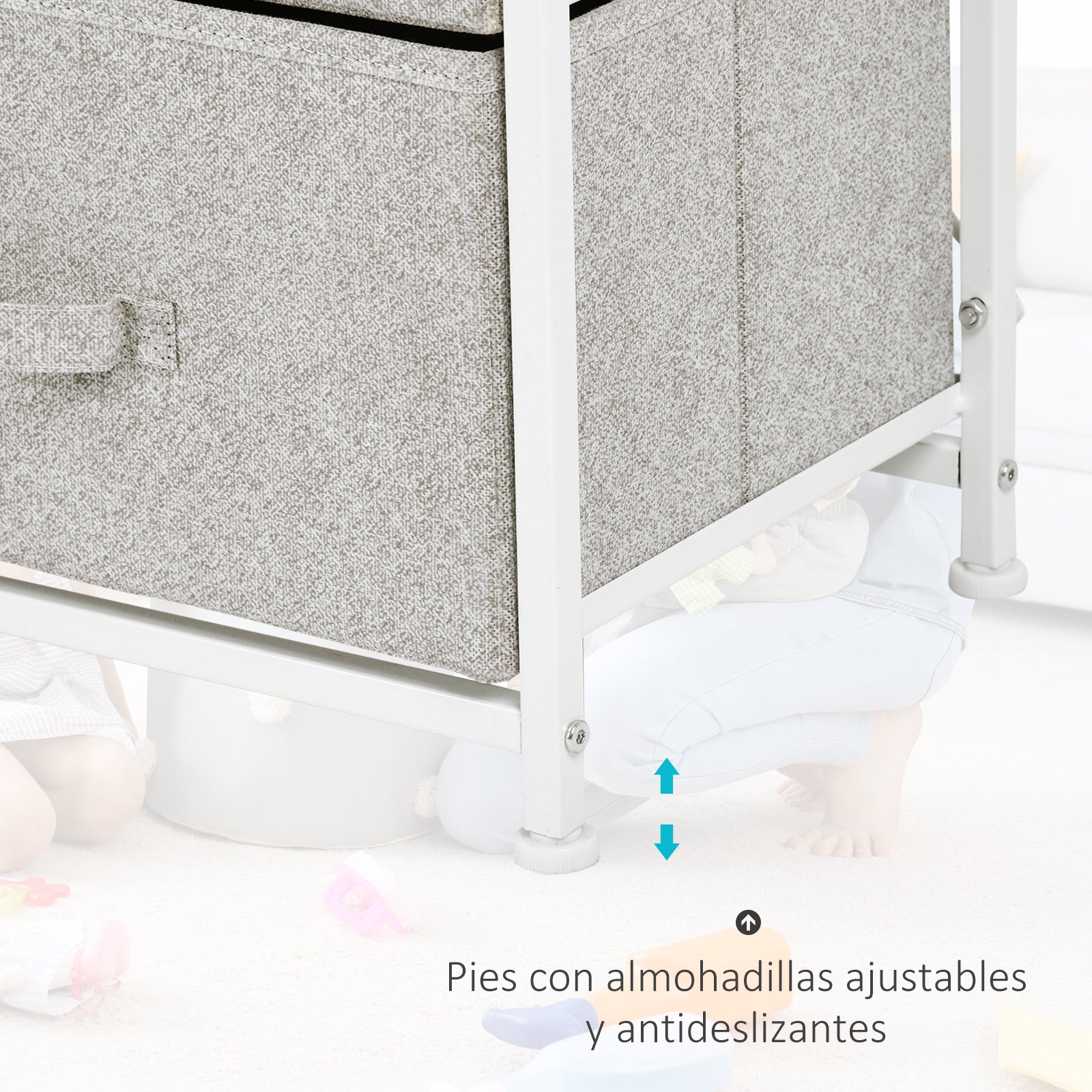 Chest of Drawers with 4 Fabric Drawers Storage Cabinet Multifunctional for Bedroom Living Room Hallway 45x30x92 cm Gray