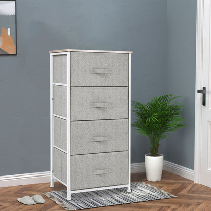 Chest of Drawers with 4 Fabric Drawers Storage Cabinet Multifunctional for Bedroom Living Room Hallway 45x30x92 cm Gray