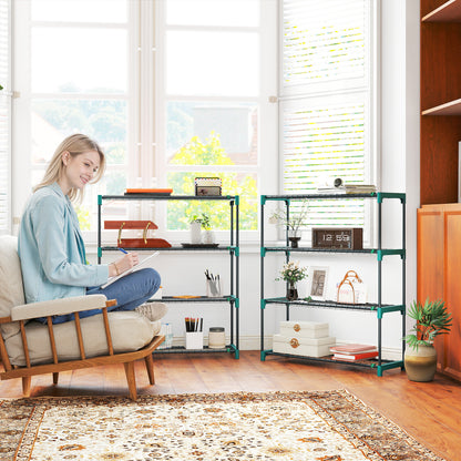 Set of 2 4-Tier Plant Stands, 40.9 in Tall — Steel Indoor/Outdoor Shelves, Multi-Level Pot Rack for Garden & Balcony, Dark Green