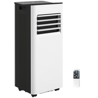 Portable Air Conditioner 3 in 1 9000 BTU Cooler Fan Dehumidifier 24.1 L/Day with Remote Control LED Display 24h Timer 2 Speeds for Room 28m² White and Black