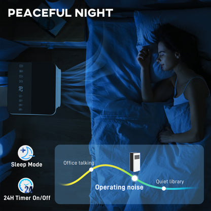 Portable Air Conditioner 3 in 1 9000 BTU Cooler Fan Dehumidifier 24.1 L/Day with Remote Control LED Display 24h Timer 2 Speeds for Room 28m² White and Black