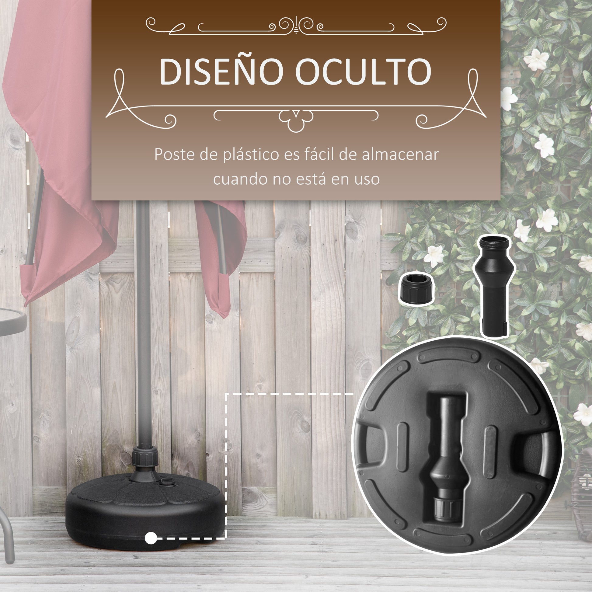 Water Fillable Umbrella Base 13 kg or Sand 19 kg Round Parasol Stand Suitable for Ø32-38 mm Poles for Garden Patio Terrace Ø38x21.5 cm Black