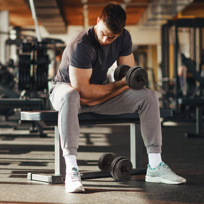 Short Dumbbell Set Total 20 Kg - Dumbbell Pairs - Adjustable Weight - Bars included - Muscle Training & Weightlifting - Black HDPE Steel