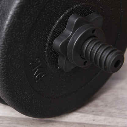 Short Dumbbell Set Total 20 Kg - Dumbbell Pairs - Adjustable Weight - Bars included - Muscle Training & Weightlifting - Black HDPE Steel