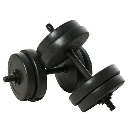 Short Dumbbell Set Total 20 Kg - Dumbbell Pairs - Adjustable Weight - Bars included - Muscle Training & Weightlifting - Black HDPE Steel
