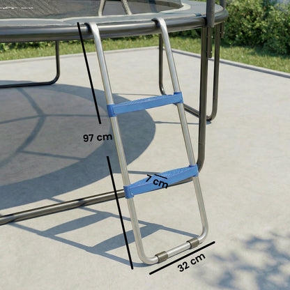 SPORTNOW 2-Step Trampoline Ladder — Wide Anti-Slip Steps, Universal Hook, Galvanized Steel U-Base, 330 lb Capacity, Blue