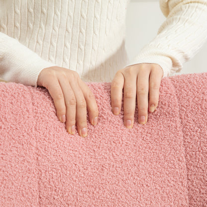 Rocking Chair, Rocking Armchair with Armrest, Teddy Velvet Look, Relaxing Chair with Wooden Rockers, Rocking Chair Nursing Chair for Bedroom, Living Room, Pink